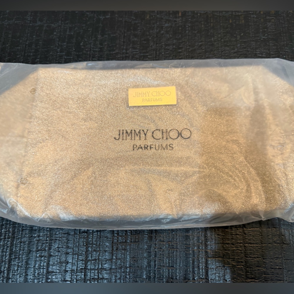 Jimmy Choo Parfums Gold Shimmery Cosmetic Bag Pouch New - Picture 7 of 7